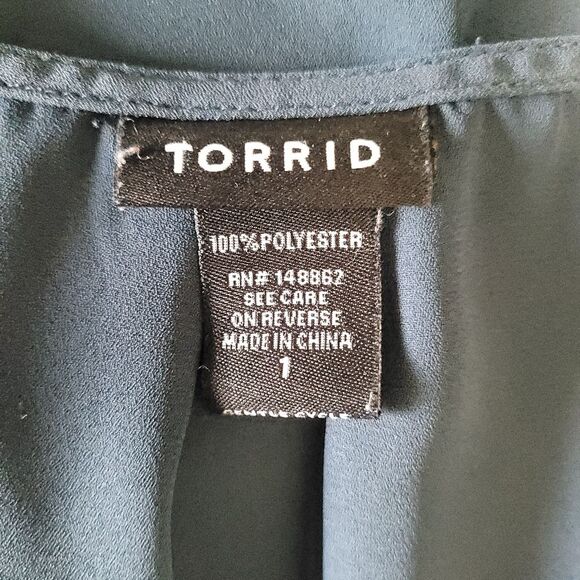 Torrid Blue Sleeveless Sheer V-Neck Tank Top Women's 1 - Picture 5 of 11